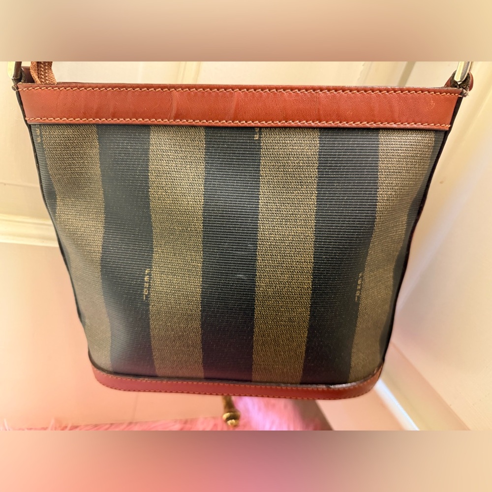 SOLD Vintage FENDI Pequin Coated Canvas Adjustable Strap Crossbody Striped Bag - Picture 15 of 16